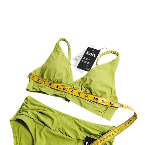 Knix Ruched Bikini Top & Ruched Bikini Bottoms, Chartreuse, S Top/Bot, 32A-DD - Picture 5 of 6